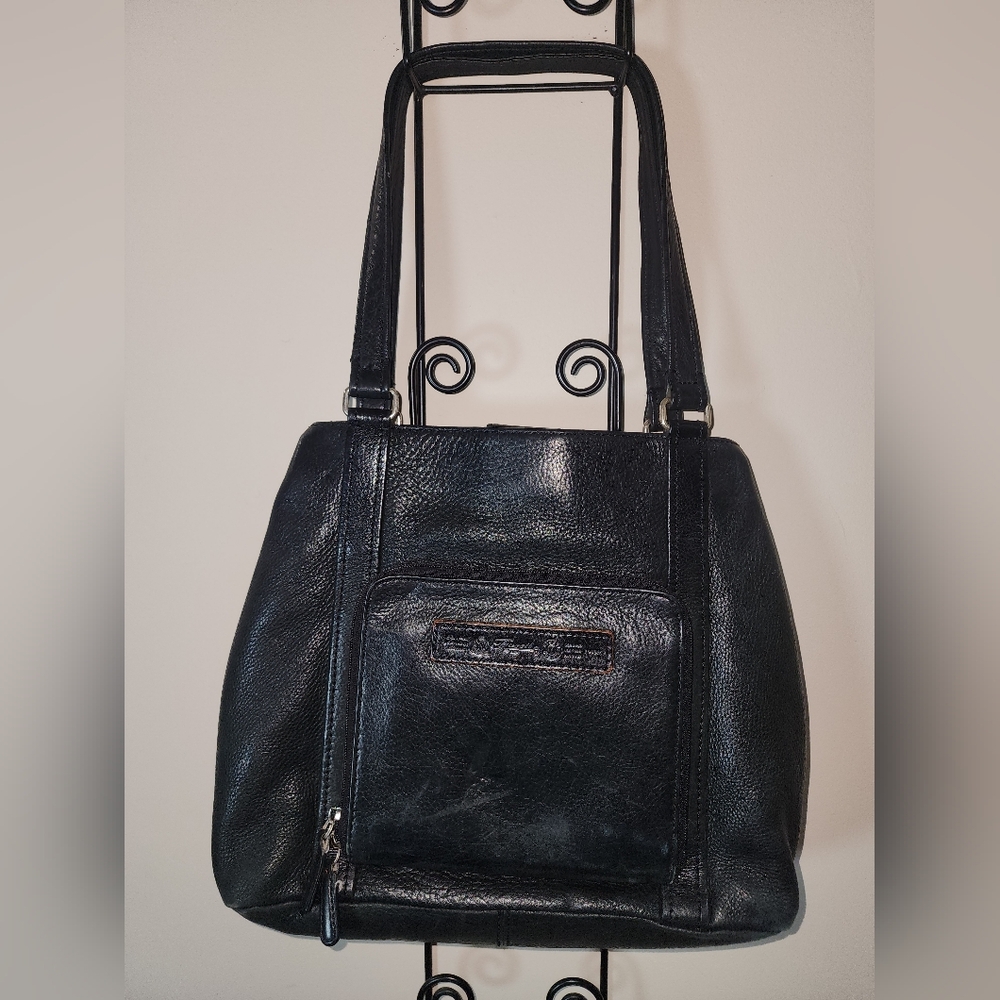 Fossil Black Leather Vintage Purse Work Business Tote 75082 Style